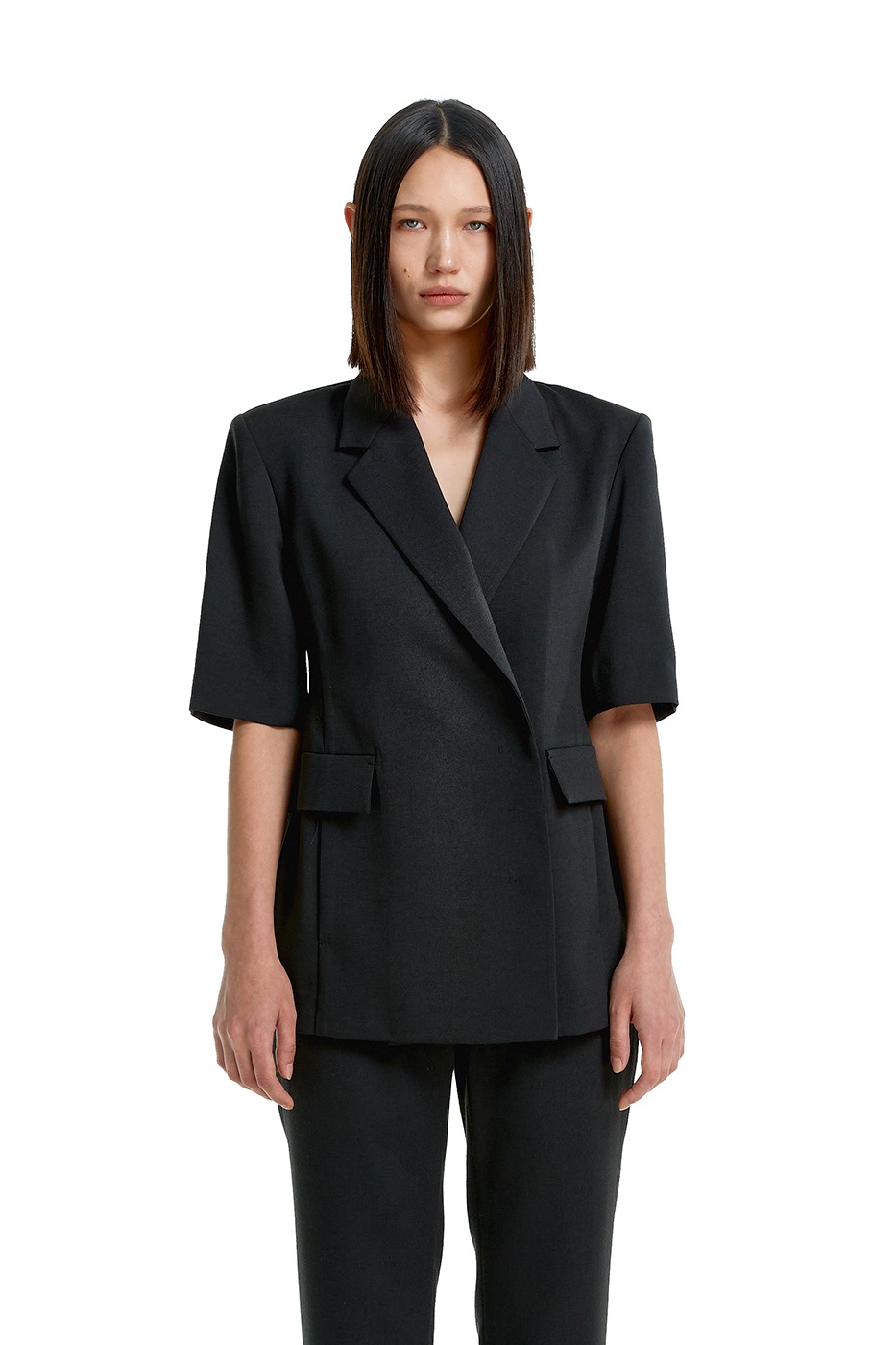 Linen half-sleeve Jacket- BLACK