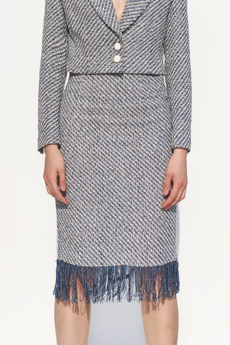 Fringe Tweed Skirt