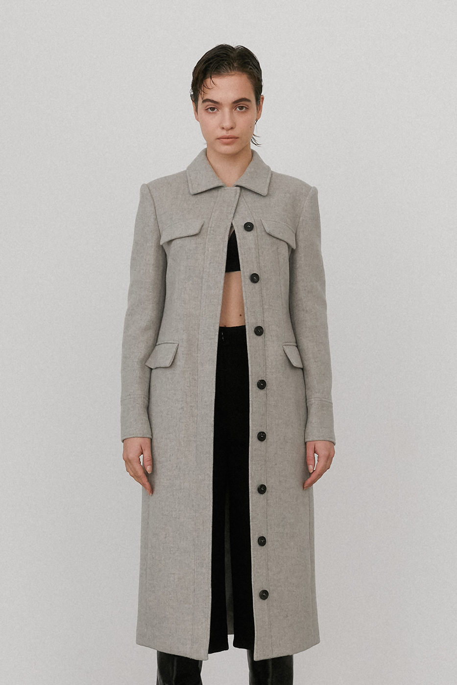 Button wool coat