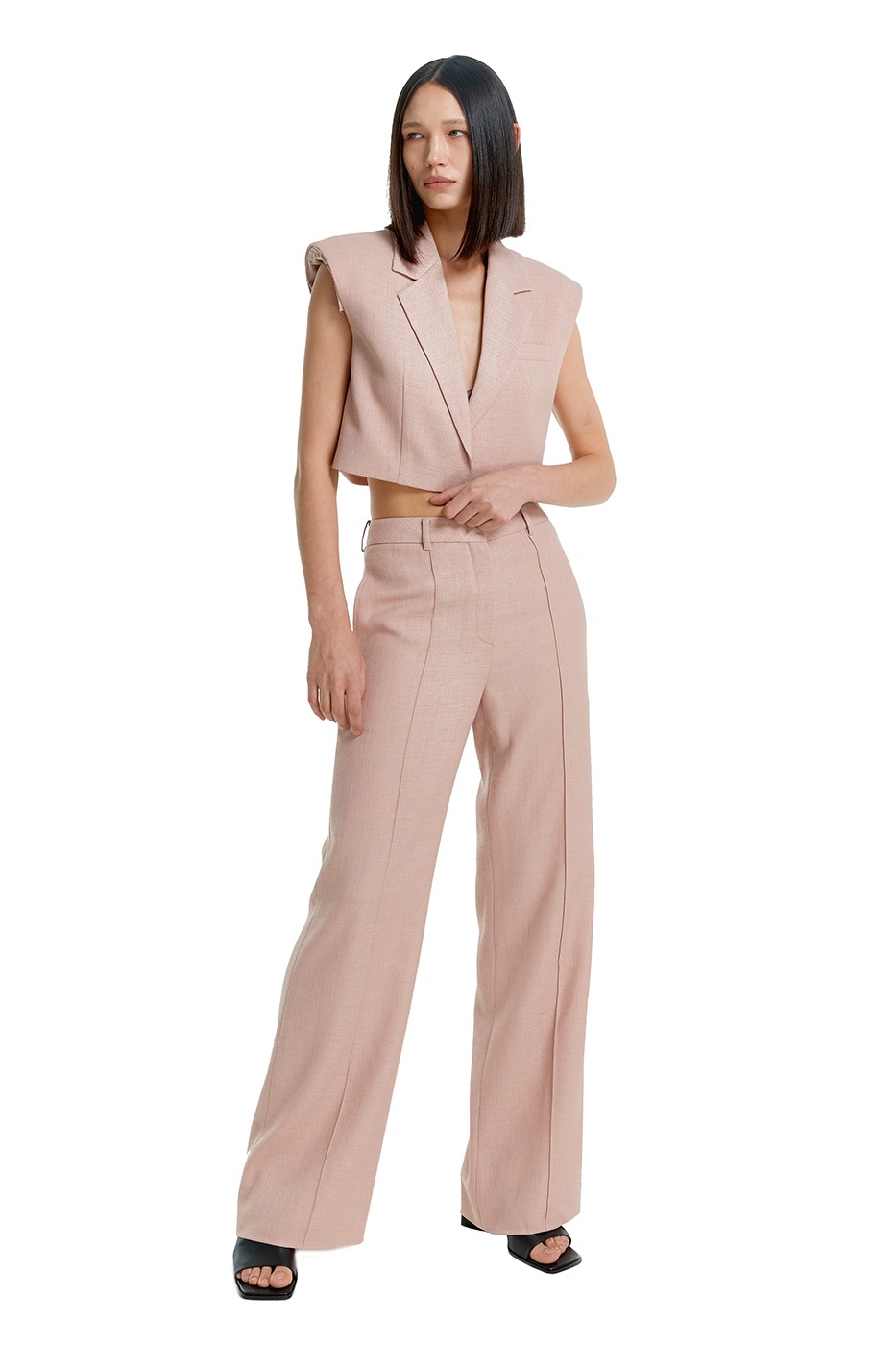 LINEN TAILORED PANTS - PINK